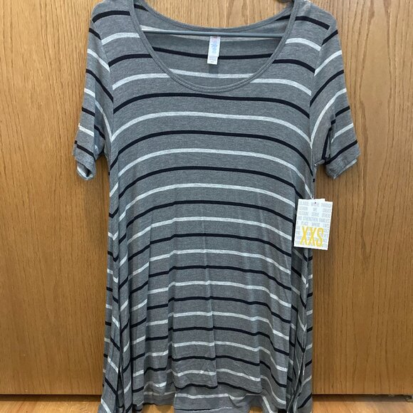 LuLaRoe Gray Stripe Perfect T - XXS - Picture 1 of 4